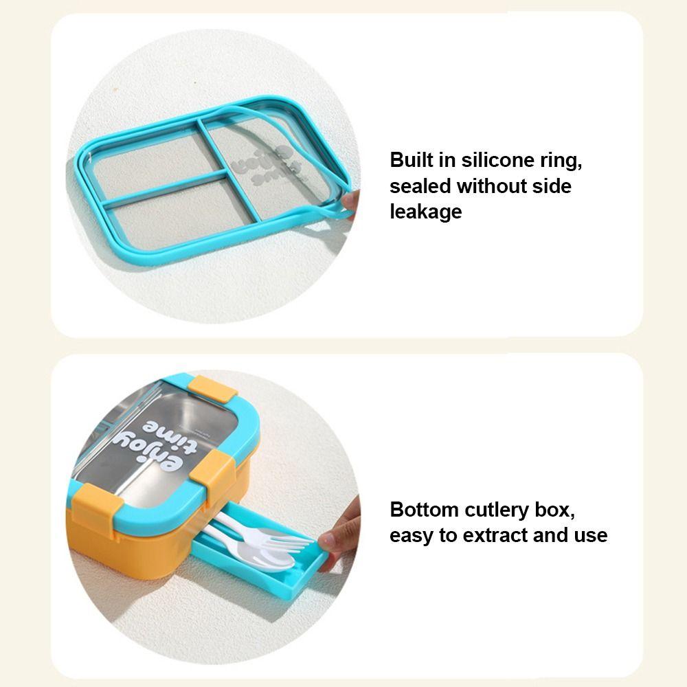 304 Stainless Steel Thermal Lunch Box 3 Compartments Bento Lunch Box  School Use