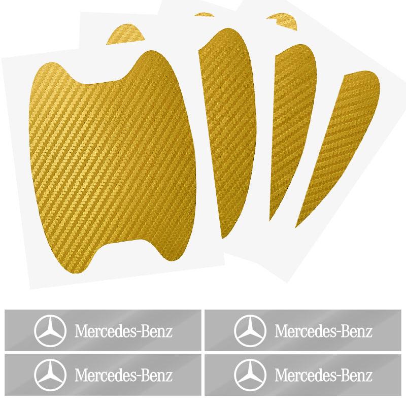 AABIG1 Car Door Sticker Carbon Fiber Scratches Auto Handle Protection Film Emblem For Mercedes Benz W205 W177 W212 W213 W221 W220 W176
