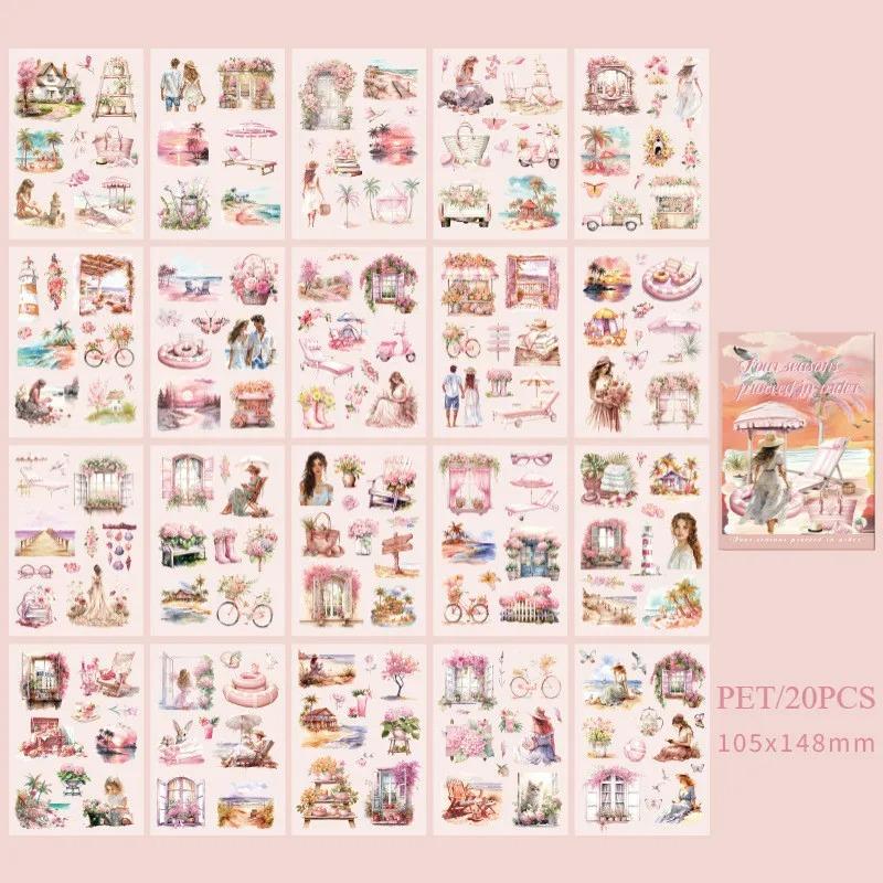 20Sheets PET Stickers Season Series PET Decorative Stickers Diary Girls Scrapbooking Material Decor Album Stationery Stickers