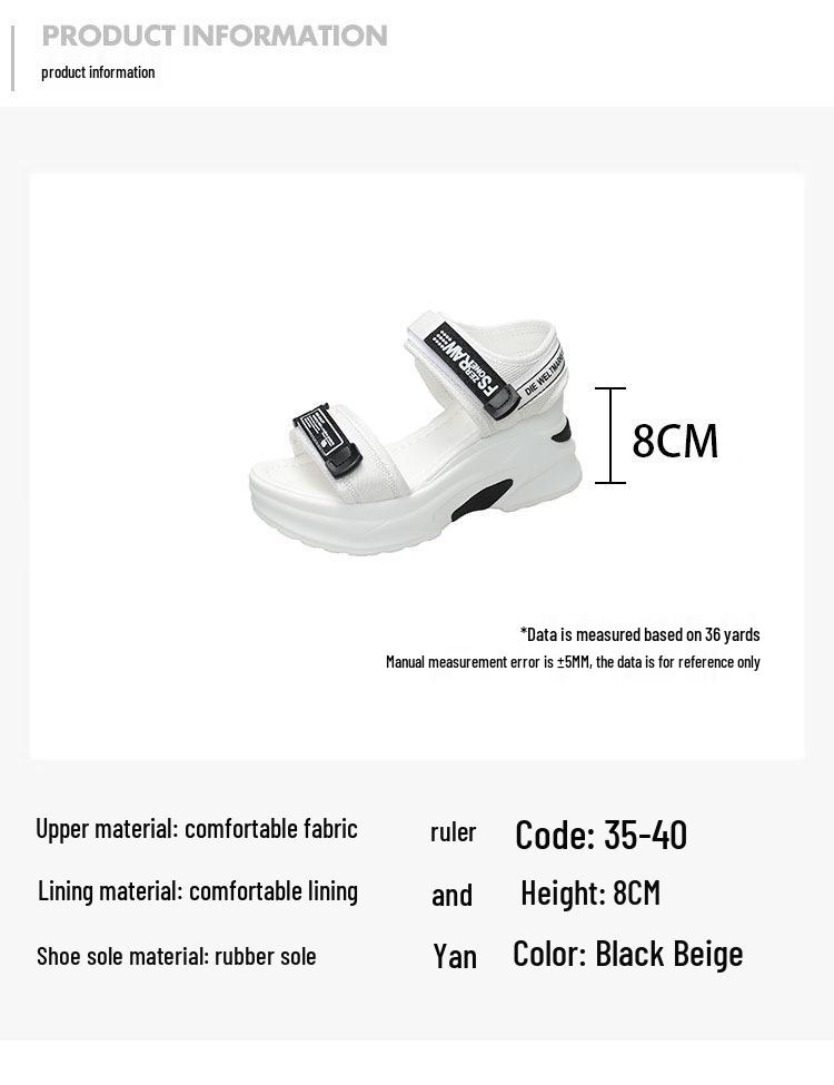Летние женские легкие сандалии-клинья на липучке 2025 – Удобная толстая подошва, плоская подошва, повседневная пляжная обувь для студентов