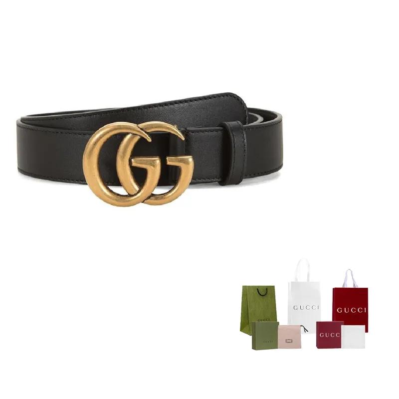 GUCCI Double G Buckle Belt (Unisex) Leather Belts 414516 AP00T 1000