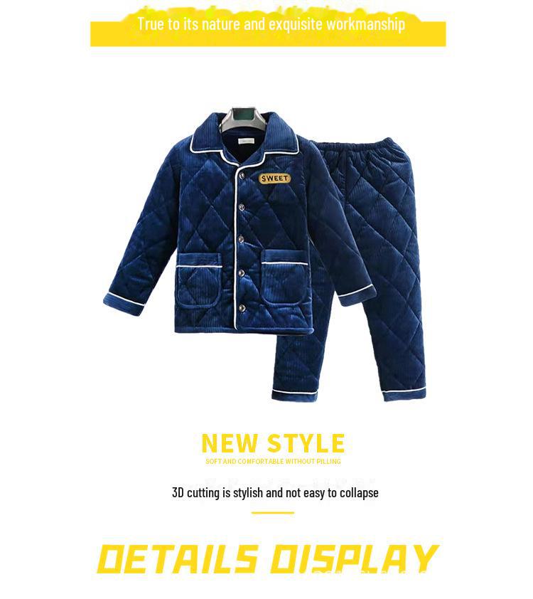 Очень плотная зимняя фланелевая пижама для мальчиков - теплая цельная для детей среднего и большого размера