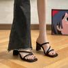 Босоножки на грубом каблуке, женская верхняя одежда на весну и лето 2025, новый нишевый дизайн, чувство универсальности, юбка, босоножки на высоком каблуке с открытым носком