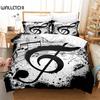 Комплект постельного белья «Music Symbol Black», комплект постельного белья с 3D-принтом и цифровой печатью, комплект постельного белья размера «queen size», модный дизайн