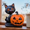 Ручная работа, Смола, Вечеринки, Аксессуары, Хэллоуин, Черная кошка, Тыква, Череп, Статуэтка, Милое украшение, Праздничный, Настольный, Декор стола, В помещении, На улице, Садовый стол