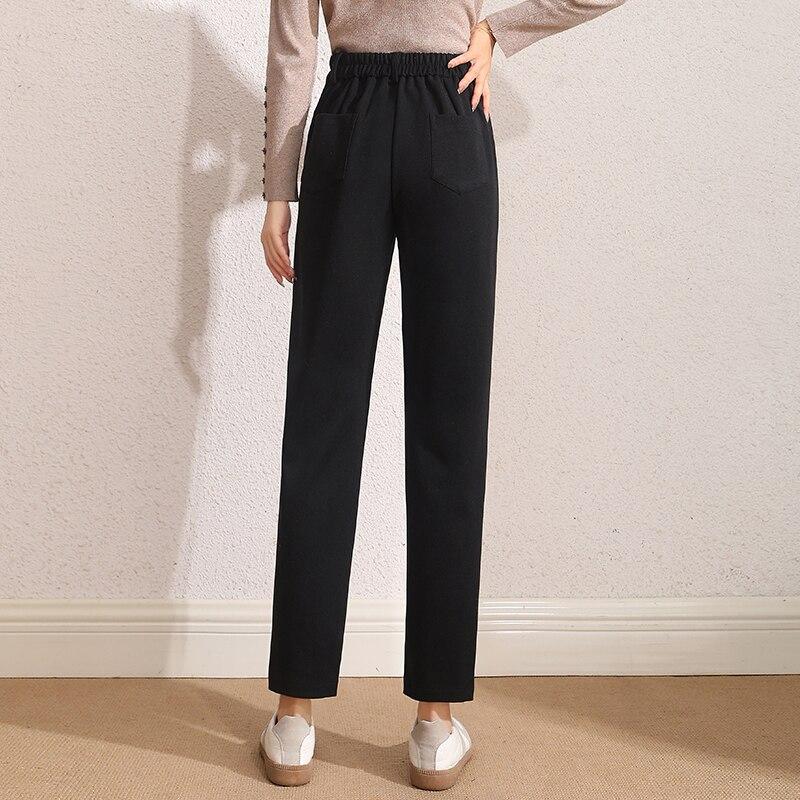 Autumn Winter Korean High Waist Simple Slim Thickening Warm Straight Casual Harajuku Harajuku Pants Female Office Lady Pants