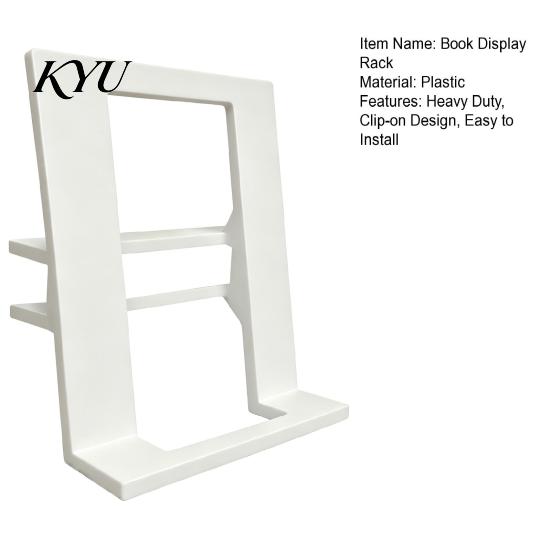 Clip-on Book Display Rack for Bookshelf , No Drill Hollow Holder, Minimalist Stand Heavy Duty Plastic Showcase Home Office Library Storage