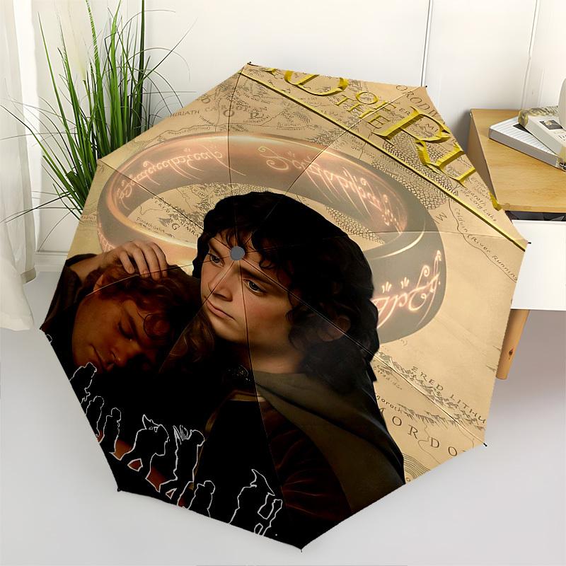1pc Middle-earth Lord of the Rings Automatic Folding Umbrella - Compact 8-Rib Design, Durable Plastic & Iron1371L