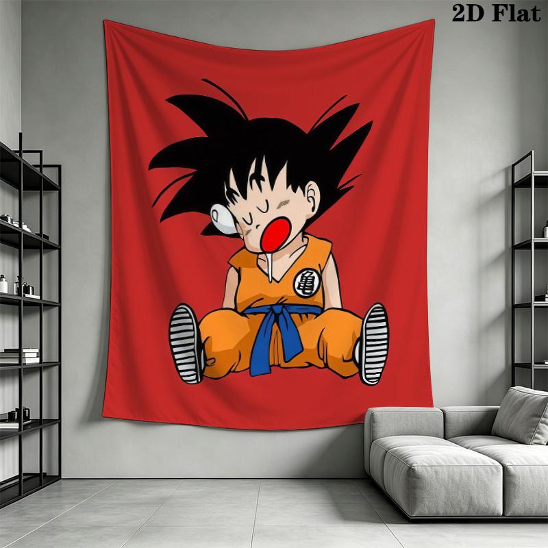 Cute Cartoon Son Goku Wall Tapestry Aesthetic Wall Hanging Printed Fabric Blanket Decorative Tapestries For Bedroom Living Room Home Decor