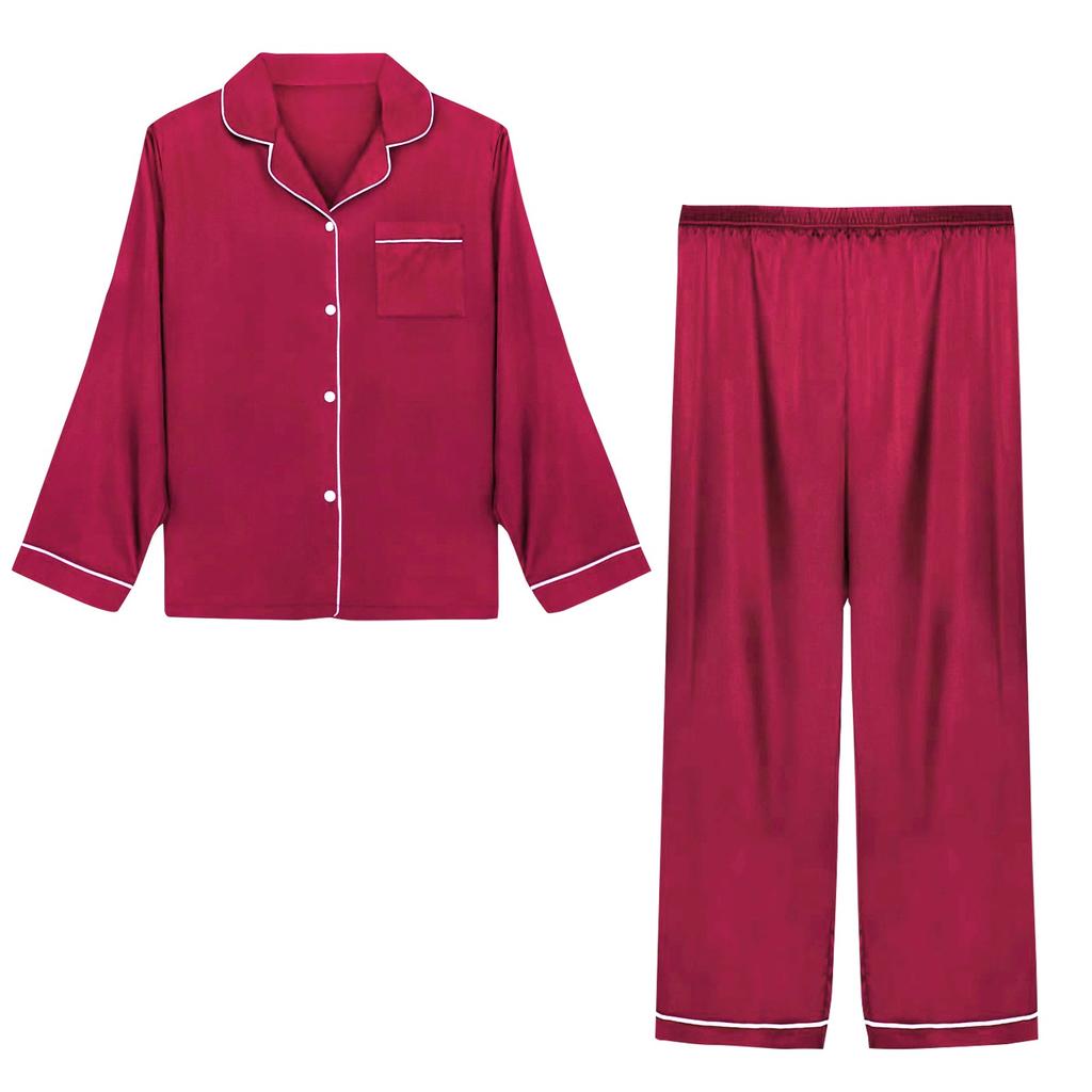 Женский повседневный кардиган с длинным рукавом, пижамный комплект, домашняя одежда из шелка, комплект из двух предметов