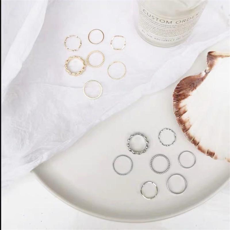 7 шт. простые винтажные кольца для женщин и девочек, подарок, маленькие бусины в стиле бохо, готика, хип-хоп, набор колец на костяшки пальцев, эффектные украшения для рок-вечеринки