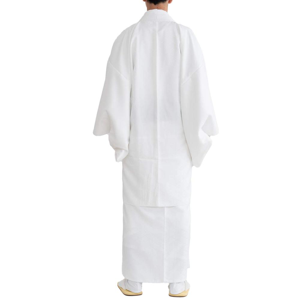 Кимоно, моющийся комплект из 2 предметов с гербом [KYOETSU], комплект, кимоно, (Длинное кимоно, хаори) Мужской (LL, Белый)