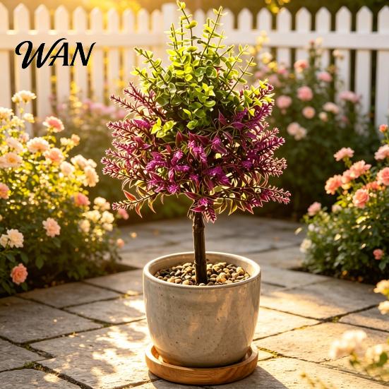 Artificial Lavender Plant Topiary Tree with Ground Spike UV Resistant Faux Fake For Pots Shrubs Realistic Purple Flower Bushes Plants for Yard