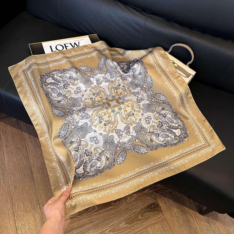 New Korean version of versatile printed decorative silk scarf, Chinese style temperament, elegant streamer, hair tie, bag, small scarf