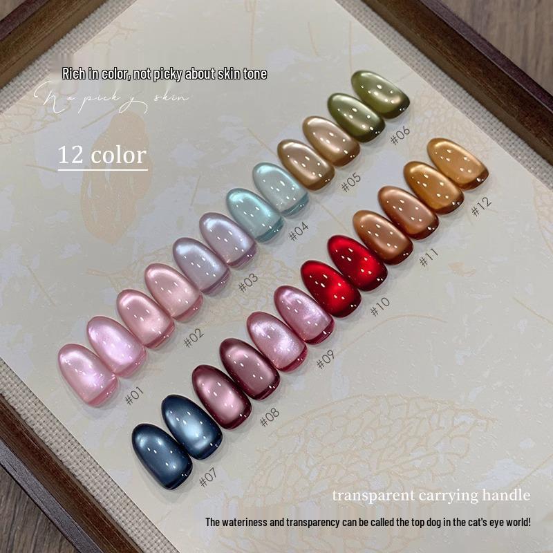 Ennis Cat Eye Nail Polish Gel 2025: Cocoon To Butterfly Series Glass Bead Manicure Set