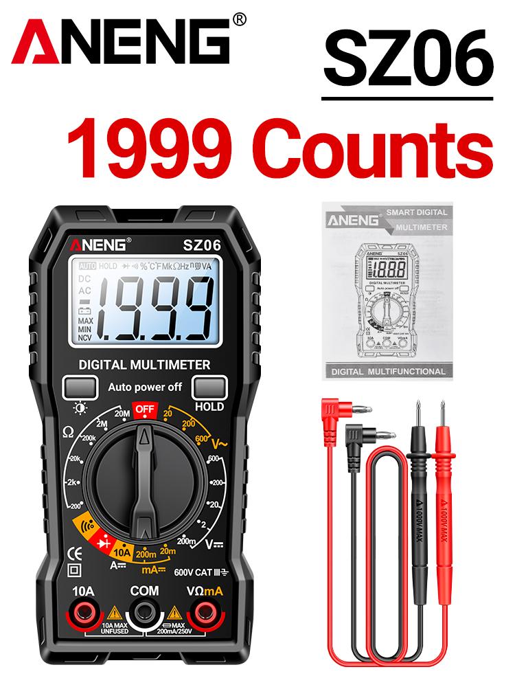 Digital Multimeter AC/DC Ammeter 1999 Counts Multitester 600V Voltmeter Multimetr Voltage Resistance Meter Diode Tool ANENG SZ06