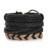 Men's Multi-Layer Bracelet Set with Wooden Beads and Braided Leather