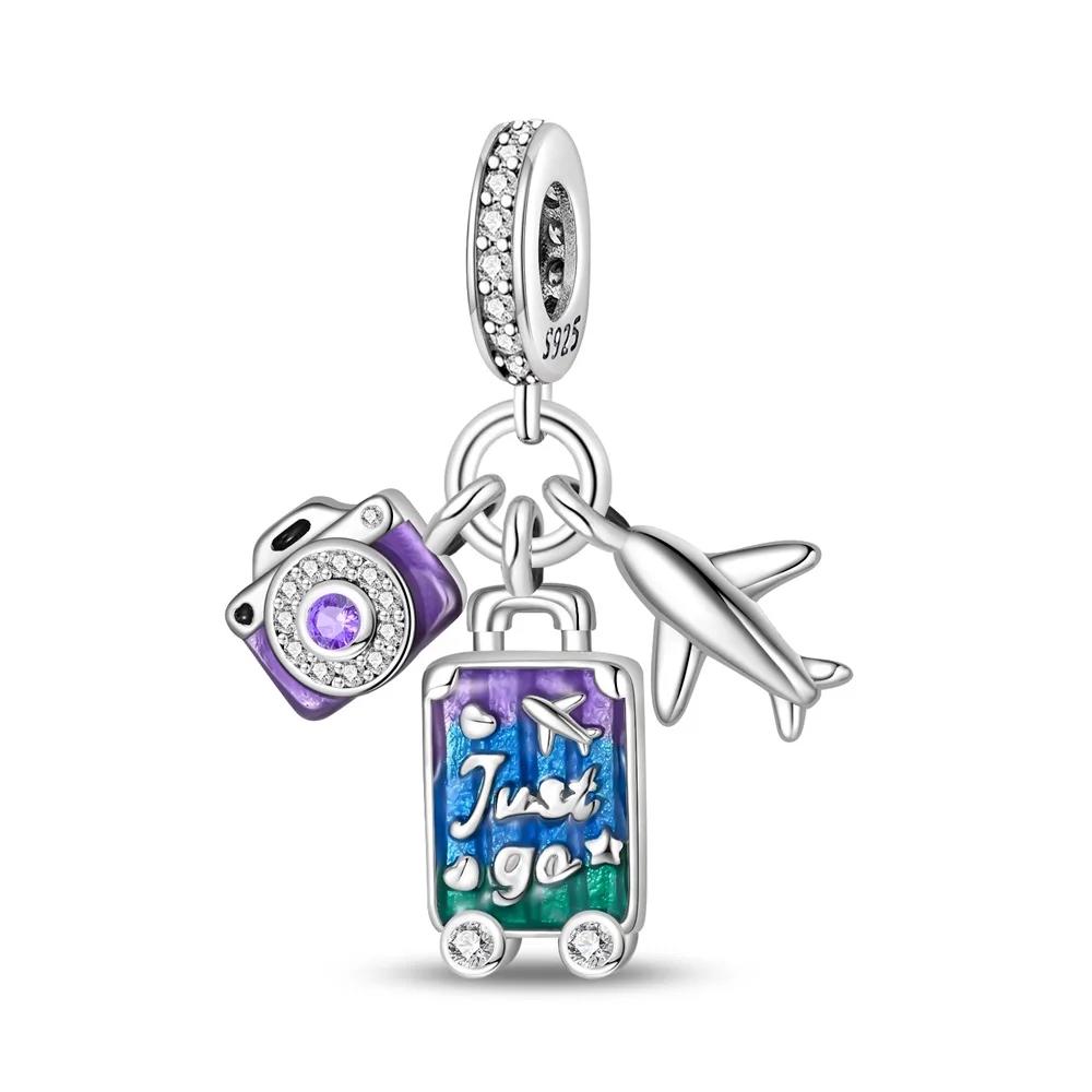 Silver 925 Blue Ocean Ship Lighthouse Starfish Charms Beads Pendants Fit Bracelets for Women DIY Fine Jewelry Gifts