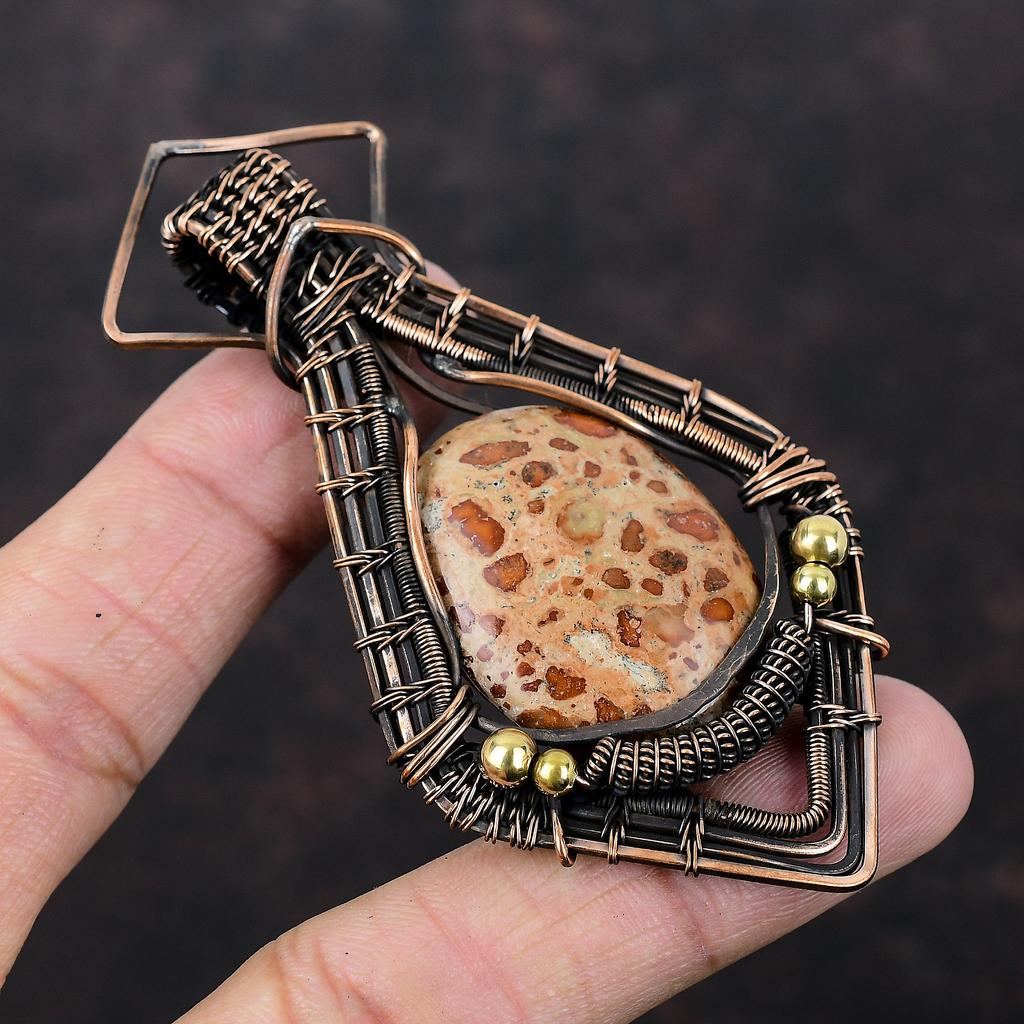 Кулон Астероид Яшма Кулон, обернутый медной проволокой Кулон с драгоценным камнем Украшения ручной работы Кулон, обернутый медной проволокой Для подарка Кулон с камнем рождения