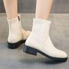 Модная белая женская короткая обувь Кожаные ботильоны Круглый носок Ботильоны для женщин Удобные и элегантные Весна 2024 ПУ Высокое качество Горячие