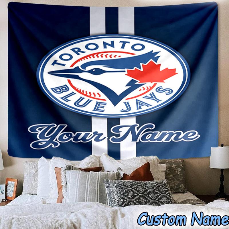 Custom Name Blue Jays Baseball Season Printed Tapestry, for Bedroom,Livingroom, dormitory, Large Wall Decor, Fabric Decor Fan Birthday Gifts