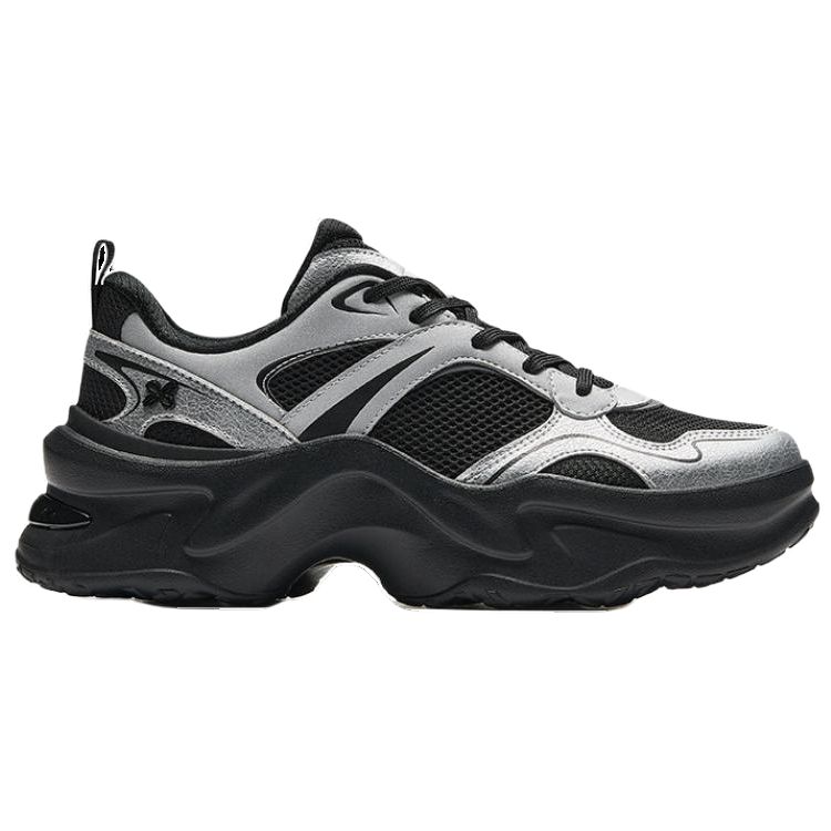 Anta Wear resistant And Lightweight Low top Chunky Sneakers Women's Black Silver Sneakers 922528821-4