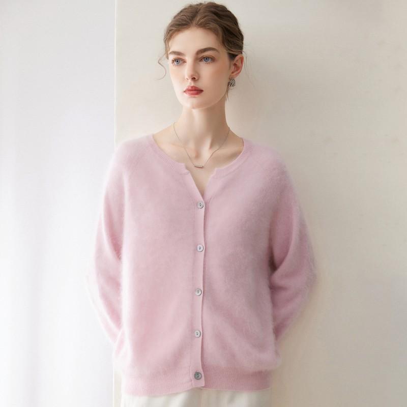 Womens 100% Cashmere Knit Cardigan Sweater Loose Fit Long Sleeve Winter 2026