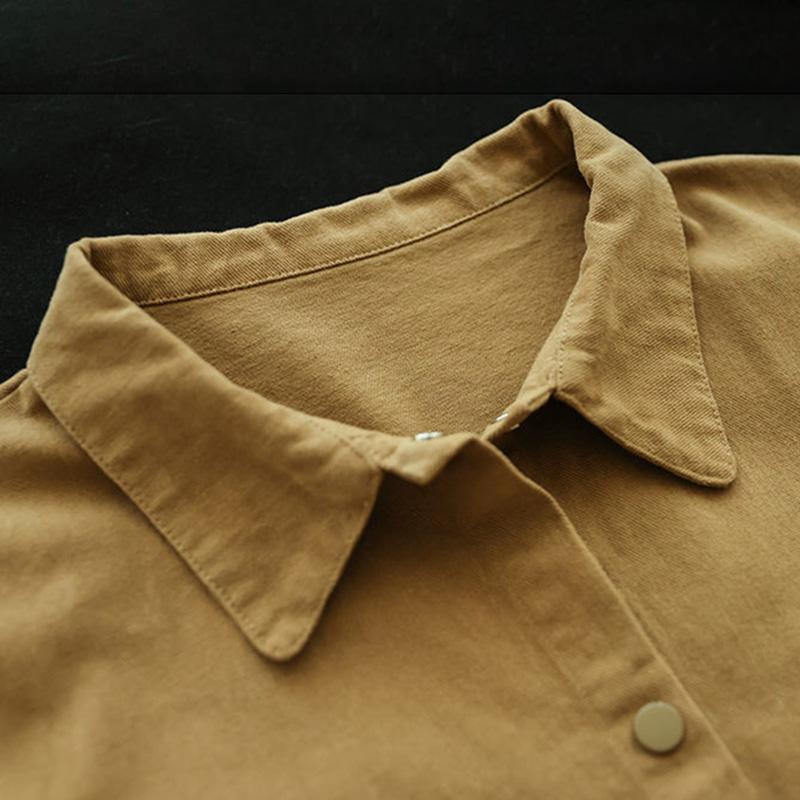 Cotton Jacket Women Autumn Short Casual Button Jacket Loose Simple Large Size Long Sleeve Tops