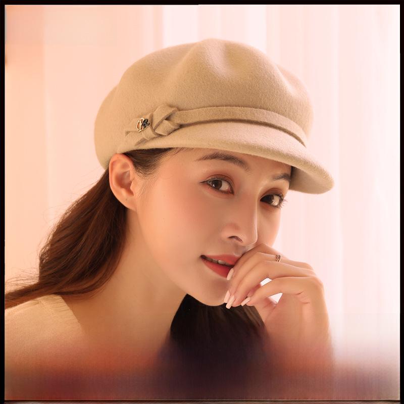 Женский берет в корейском стиле: Шляпа художника из шерстяного фетра на осень/зиму — повседневный газетчик и восьмиугольный дизайн в британском стиле