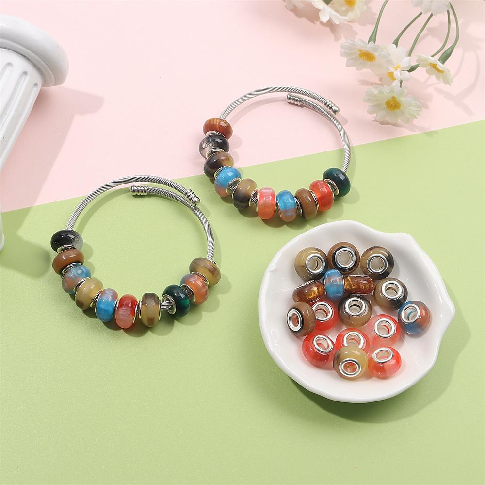 30/50/100 шт. 14 мм стеклянные европейские бусины с большим отверстием, прозрачные прокладки, свободные бусины для самостоятельного изготовления ювелирных изделий, поделок своими руками