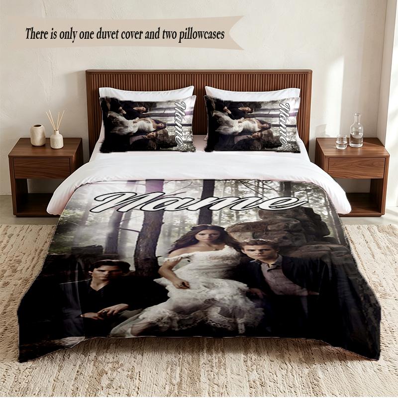 The Vampire Diaries Personalized Custom Name 3‑Piece Bedding Set Soft Duvet Cover Set For Bedroom Home Decor