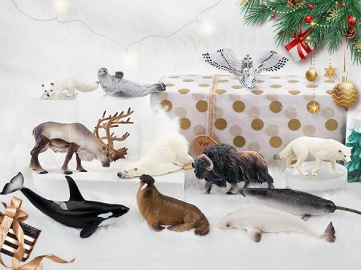 TOYMANY Набор из 12 фигурок арктических животных, Реалистичные модели арктических животных, Популярные игрушки-животные, Подарки на день рождения, Украшения, Рождество, Новый год