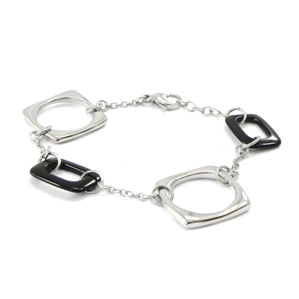 Les Trésors De Lily [I1134] - Серебристо-черный стальной браслет «Choréographie»