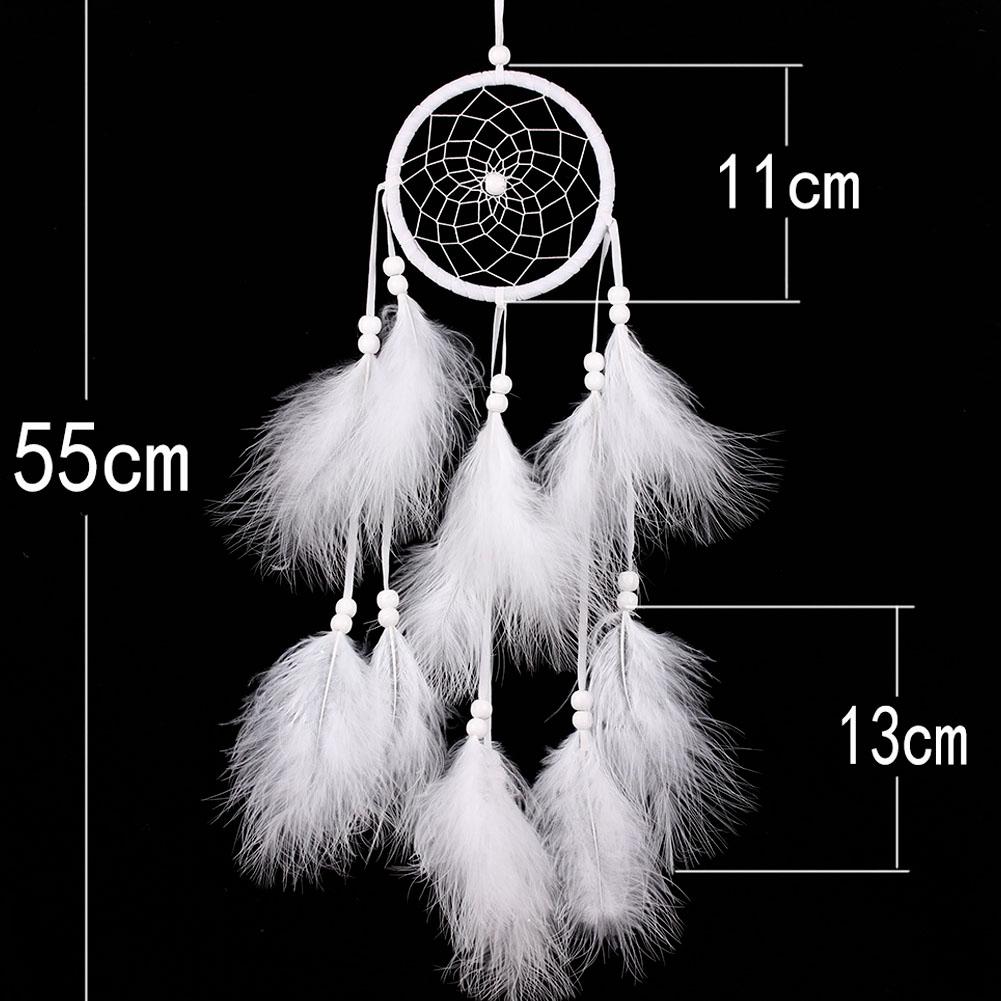 Dreamcatcher Wind Chimes Hand-woven White Dream Catcher Wall Hanging Decor Feather Hanging Decoration for Home Office Car