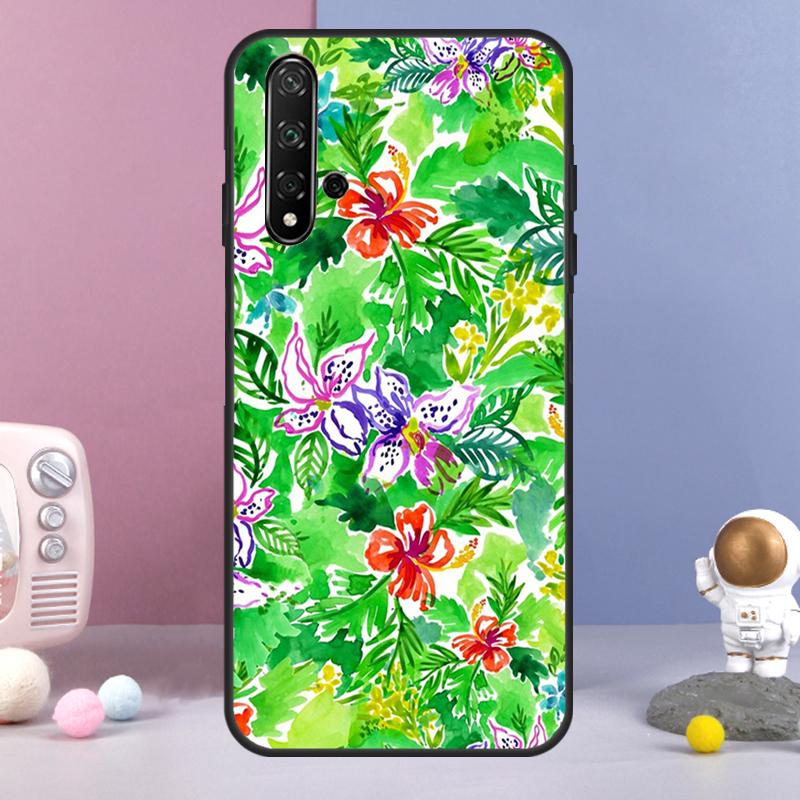 Tropical aloha Hibiscus pattern For Huawei Nova 5T 9 10 SE 7i 8i 11i 12i Y73 Y90 Y70 Y72 Y61 Y91 Y60 P20 P30 P40 Lite Case