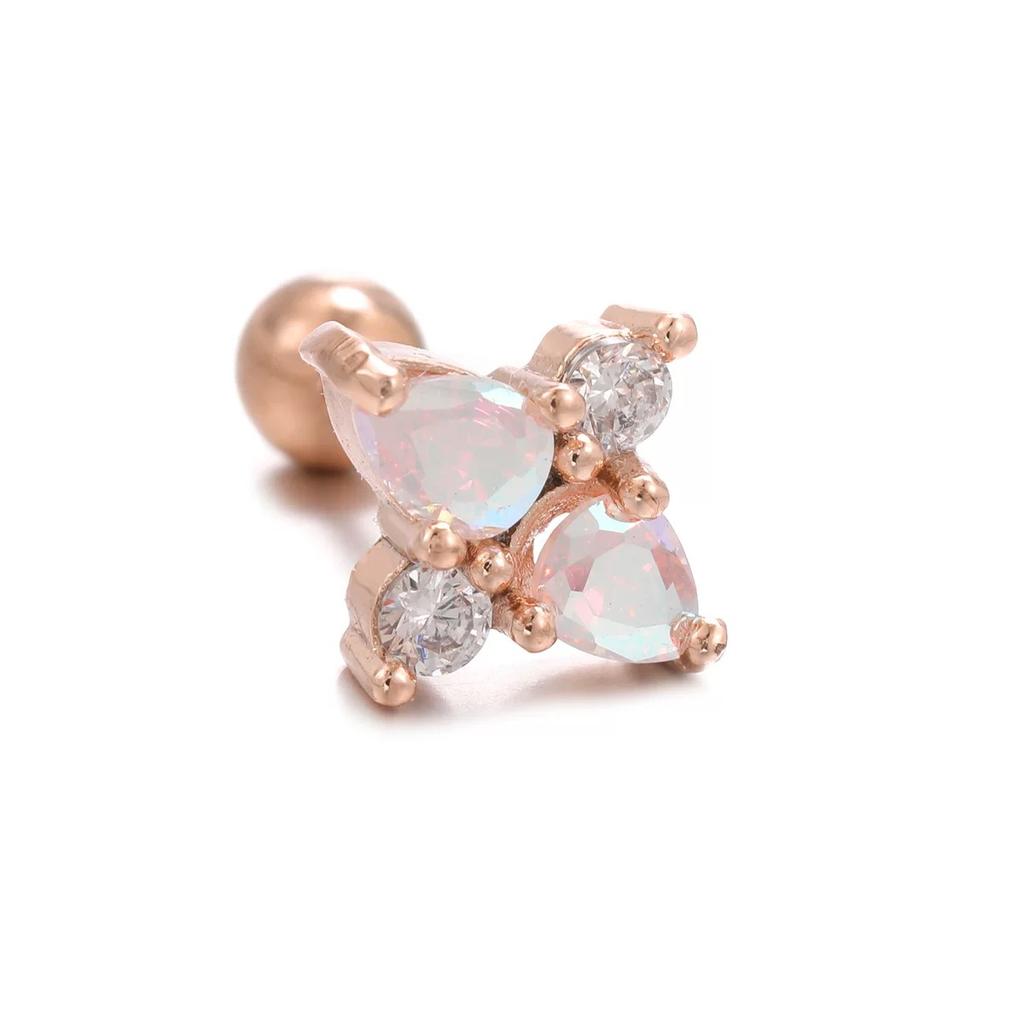 Новый дизайн, маленькие серьги-гвоздики из нержавеющей стали с цирконом, женские серьги-гвоздики с геометрической геометрией, спираль на козелок, хрящ, звезда, серьги, ювелирные изделия для пирсинга, 1 шт.