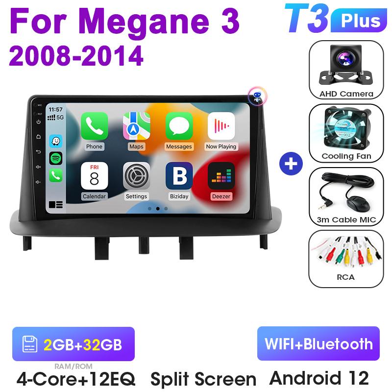 2 Din Android 12 автомобильный радиоприемник мультимедиа видеоплеер для Renault Megane 3 Fluence 2008 - 2014 GPS 4G Carplay Авто Стерео RDS DVD