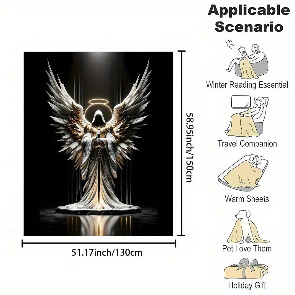 Angel of Death pattern Flannel printed blanket suitable for all seasons suitable for living room office sofa and travel