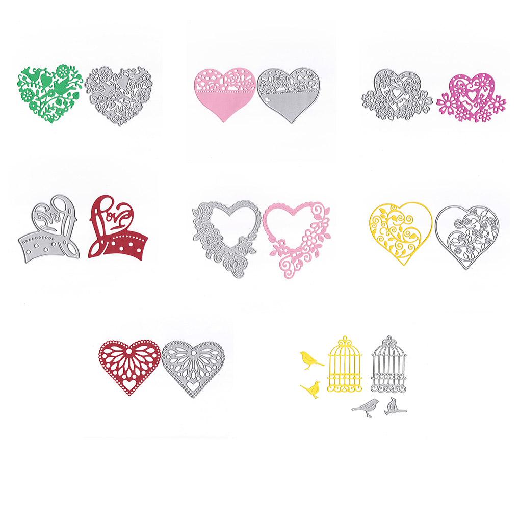 Сердцевидная клетка для птиц Вырубные штампы Тиснение Трафарет Форма DIY Скрапбукинг Фотоальбом Поделки