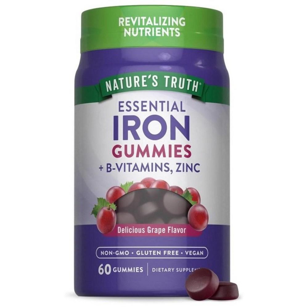 Nature's Truth Желе с железом, цинком и витаминами группы B, вкус винограда, 60 таблеток, 1 шт.