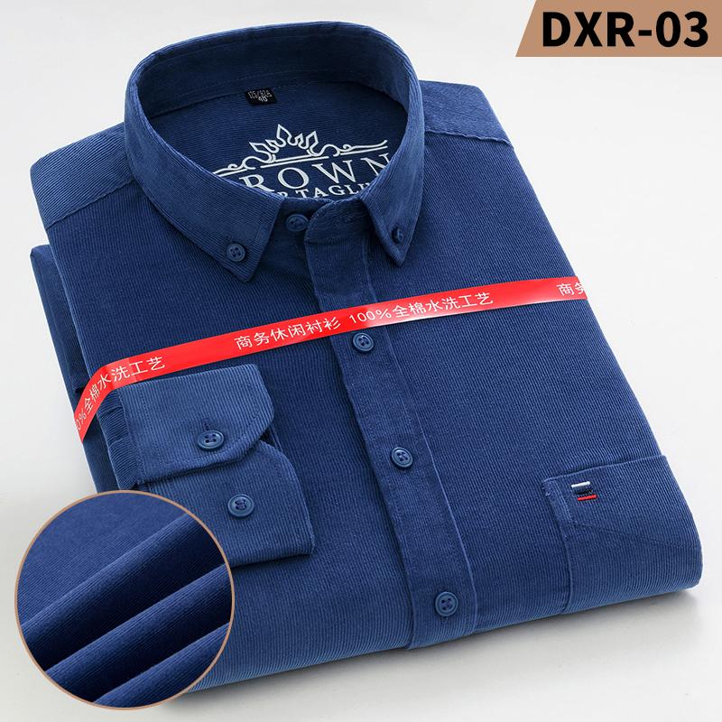 Мужская вельветовая рубашка с длинным рукавом в стиле business casual из чистого хлопка