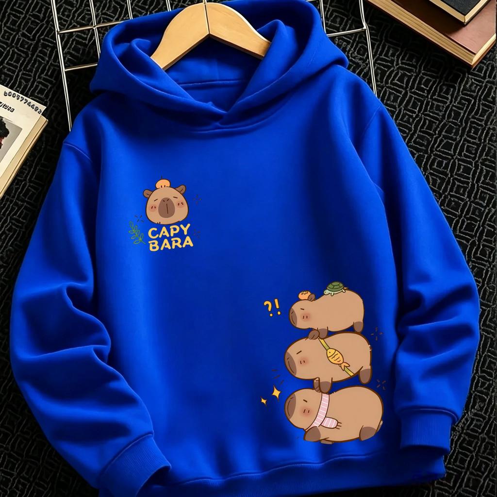 Boys Girls Cartoon Kids Hoodie Lovely Animal Graphic Loose Casual Pullover Hooded Sweatshirt For Children