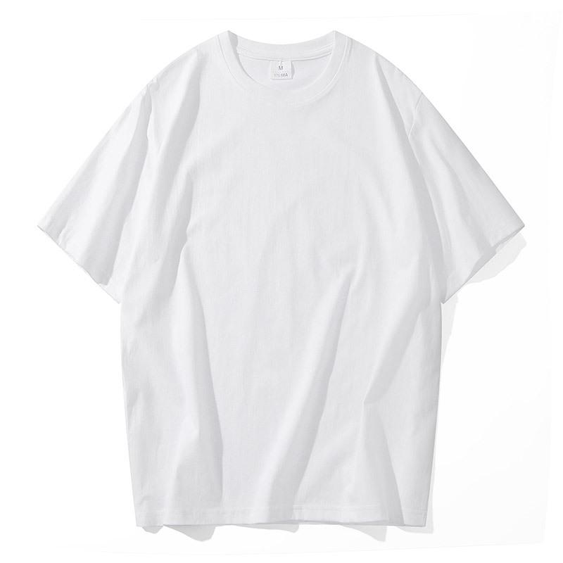 Combed cotton round neck T-shirt men's casual loose solid color shoulder half sleeve men's short sleeve