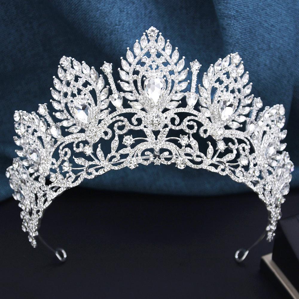 Royal Queen Opal Green Crown Big Diadem Bride Crowns for Women Tiaras Wedding Party Bridal Crown Hair Dress Jewelry Accessori