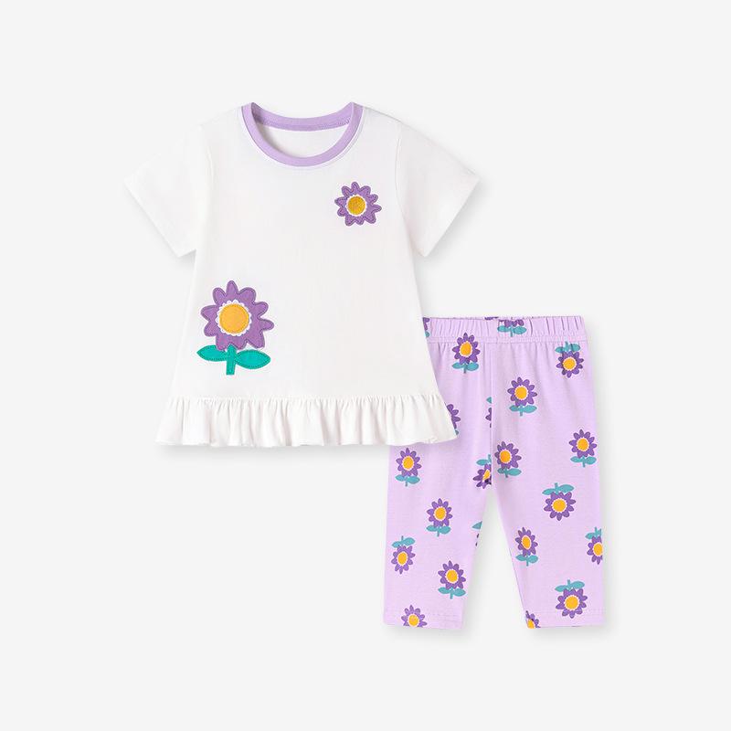 Летний комплект из двух предметов с коротким рукавом для девочек Little Maven - Европейский и американский стиль