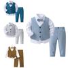 Baby Boys Formal Suit 4 Piece Long Sleeve Shirt Vest Pants and Tie Dresswear Suit Set Children Costume