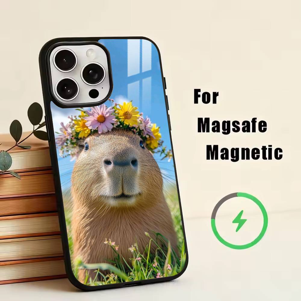Cute-Capybara  Phone Case For iPhone17,16,15,14,13,12,11 Plus,Pro Magnetic with Magsafe Wireless Charging