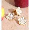 Eetit Popular Style White Enamel Pearl Korean Flower Earrings Ring Set Stainless Steel Daily Arrivals Jewelry Water Resistant