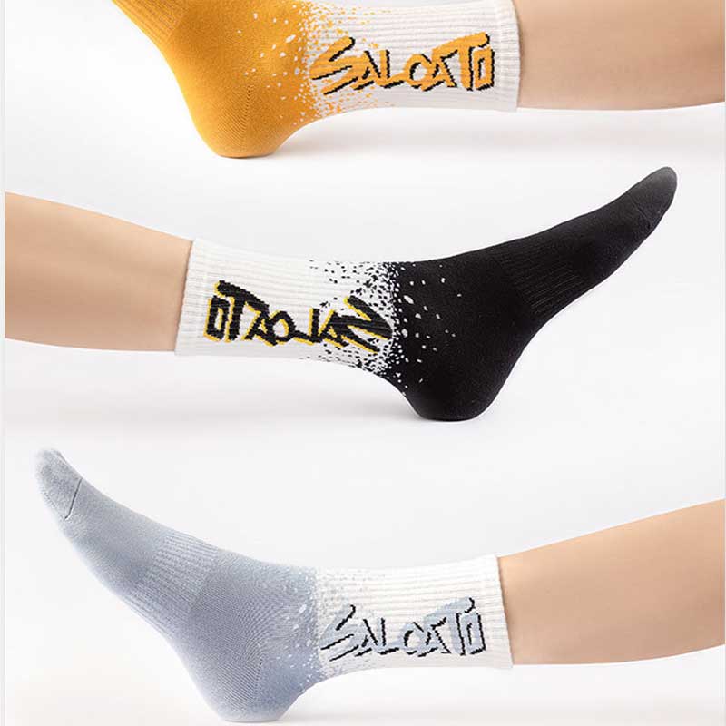 Socks Men Skate Running Sports Socks White Print Funny Socks Print Hip Hop Novelty Socks Essentials