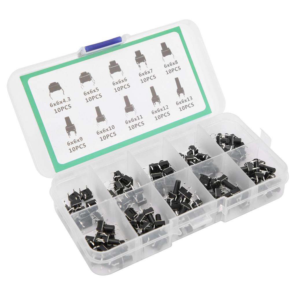 100Pcs Tactile Push Button Switch for TV Audio Computer Electronic Product Control